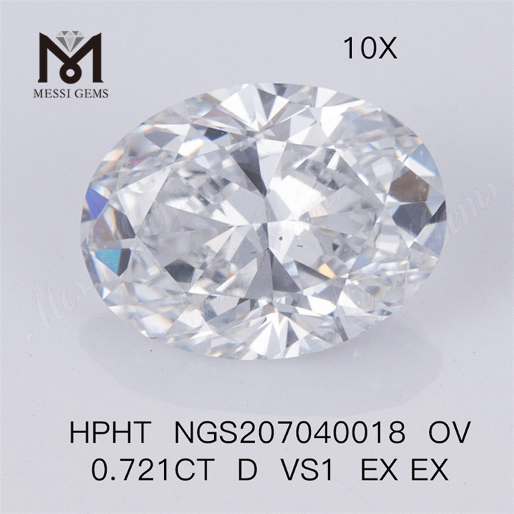 0.721CT TAGLIO OVALE HPHT D VS1 EX EX Lab Pietra diamantata