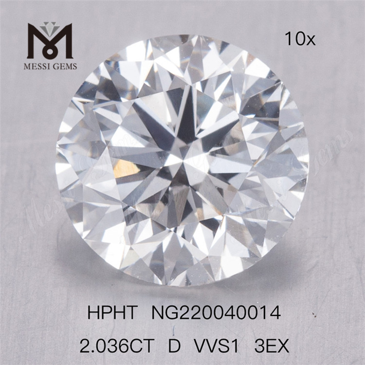Diamante da laboratorio HPHT 2.036CT D VVS1 Diamante da laboratorio rotondo 3EX