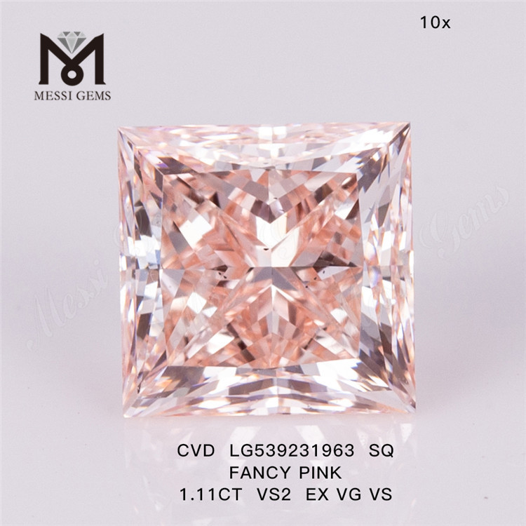 1.11CT LG539231963 SQ FANCY ROSA VS2 EX VG VS diamante da laboratorio CVD