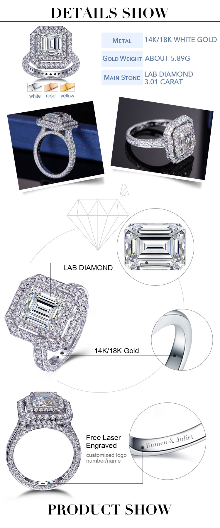 anello da laboratorio con diamanti da donna