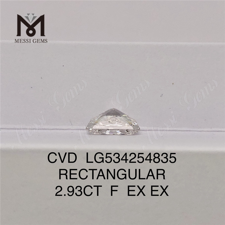 2.93CT RETTANGOLARE Taglio cvd diamante F Lab Diamond Certificato IGI