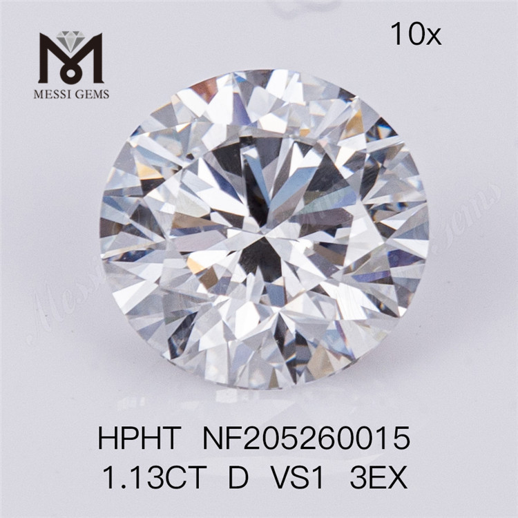 Diamante da 1,13 ct D VS1 sciolto sintetico taglio brillante rotondo HPHT 3EX coltivato in laboratorio per anello