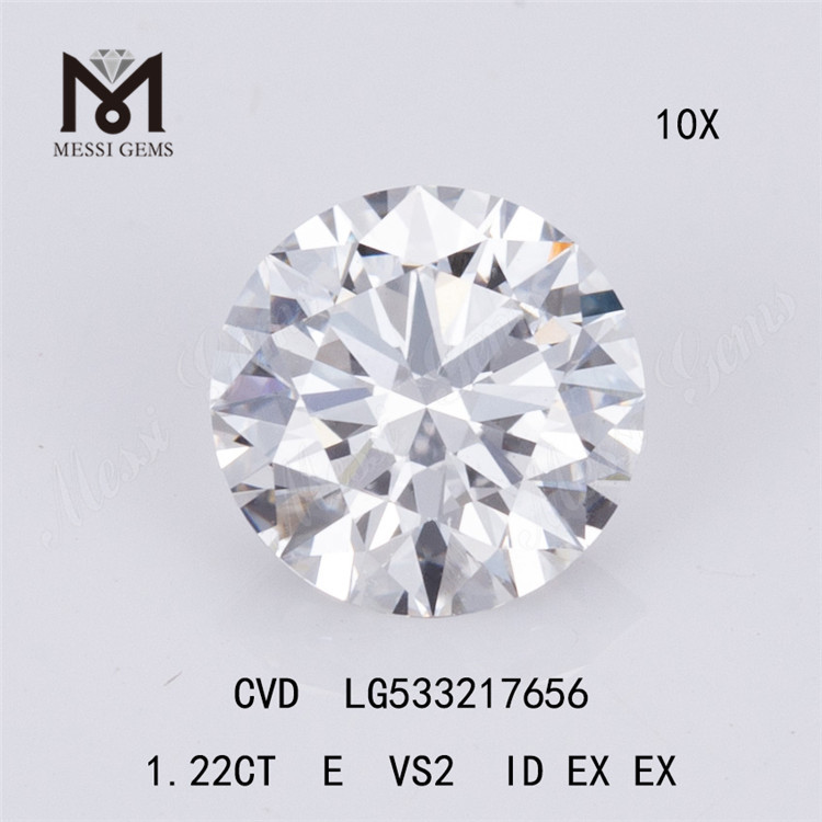 Prezzo all'ingrosso del diamante da laboratorio sciolto economico da 1,22 ct E rispetto al prezzo all'ingrosso del diamante cvd rotondo