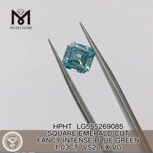 1.03CT TAGLIO QUADRATO FANCY INTENSE BLUE GREEN VS2 EX VG HPHT diamante coltivato in laboratorio LG555269085