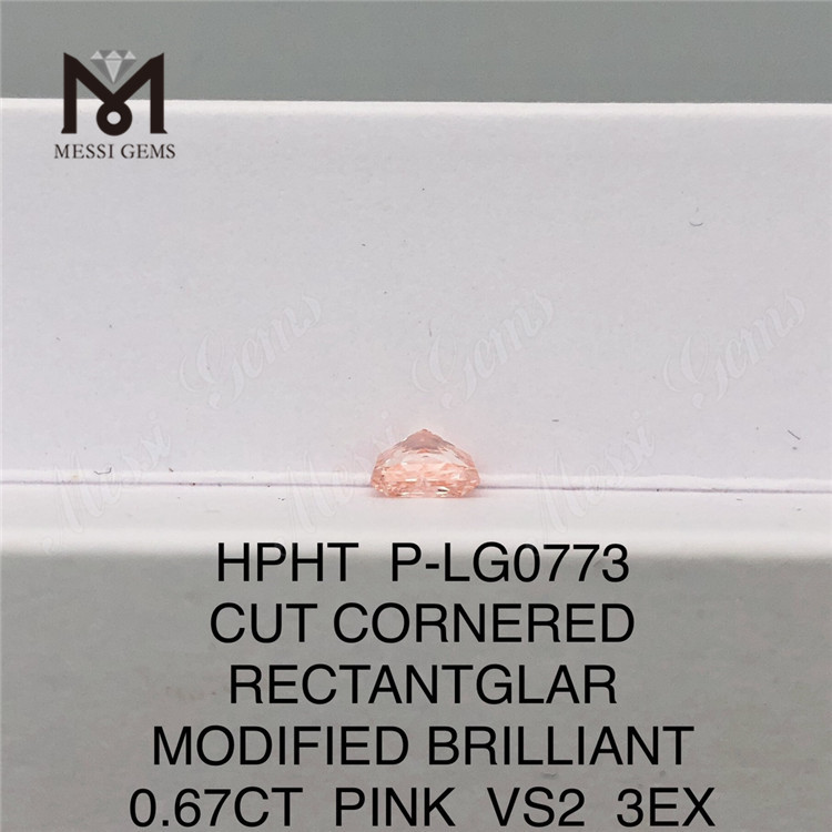 0.67CT HPHT sciolto ROSA VS2 3EX diamante coltivato in laboratorio P-LG0773