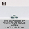 3.34CT OV FANCY INTENSE GREYISH GREEN VVS2 EX VG diamante coltivato in laboratorio CVD LG570335095
