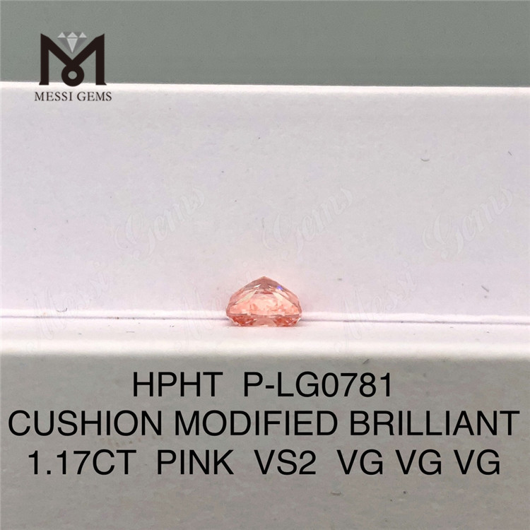 1.17CT CUSHION ROSA VS2 3VG HPHT diamante coltivato in laboratorio P-LG0781 