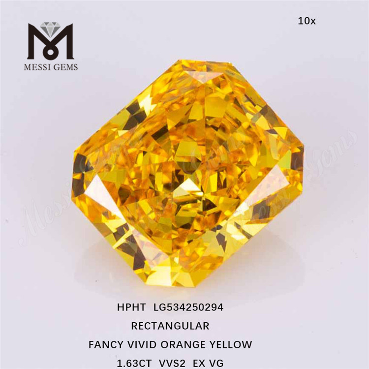 Diamanti sintetici sciolti FANCY YELLOW da 1,63 ct RETTANGOLARE diamanti gialli cresciuti in laboratorio prezzo all'ingrosso