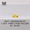 1.10CT FANCY VIVID SI1 EX EX OV diamante giallo creato in laboratorio HPHT GID22000166