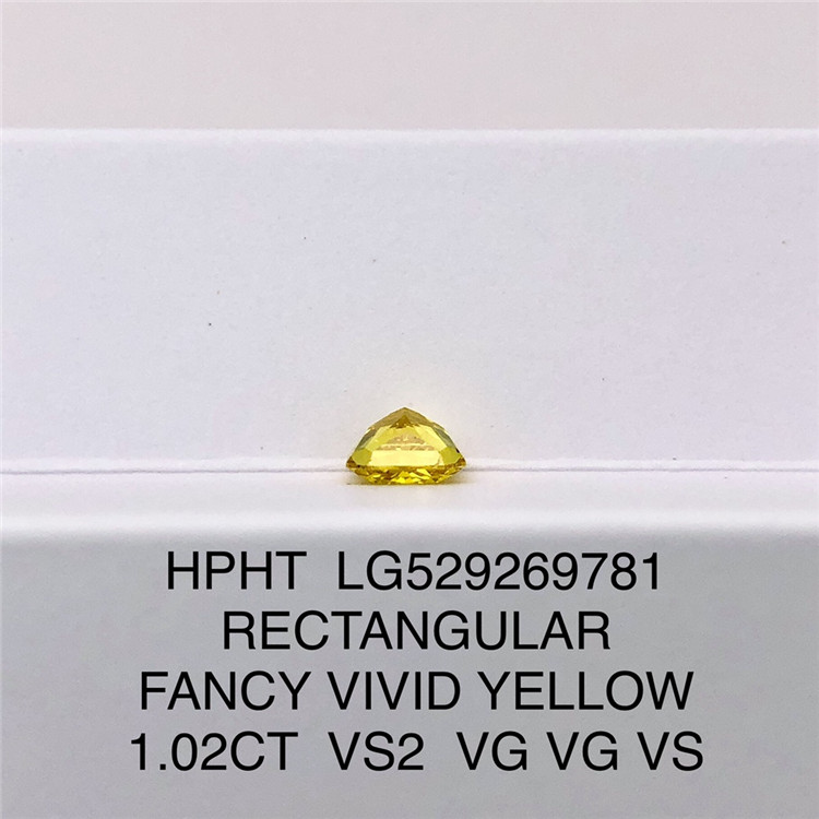 Diamante da laboratorio giallo VS2 da 1,02 carati RETTANGOLARE Diamanti coltivati ​​in laboratorio all\'ingrosso LG529269781
