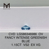 BLU VERDAstro INTENSO OV FANCY DA 1,15CT VS2 EX VG Blue Lab Diamond CVD LG586346986