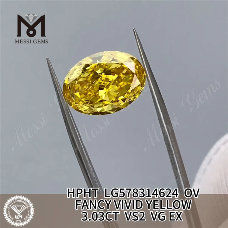 3.03CT OV FANCY VIVID YELLOW VS2 VG EX HPHT Diamante giallo LG578314624