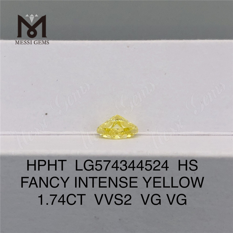 1.74CT VVS2 VG VG HS FANCY INTENSE YELLOW Diamante giallo fantasia HPHT LG574344524