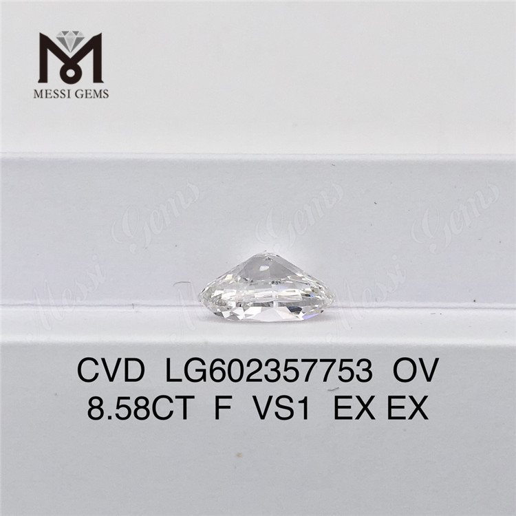  8.58CT F VS1 EX EX cvd OV diamante coltivato in laboratorio LG602357753 dal Lab丨Messigems
