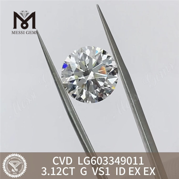 3.12CT G VS1 ID 3ct diamante coltivato cvd LG603349011 Eccellenza ottica丨Messigems 