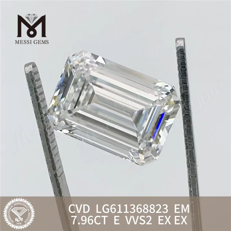 7.96CT E VVS2 taglio smeraldo il laboratorio di diamanti CVD LG611368823丨Messigems 