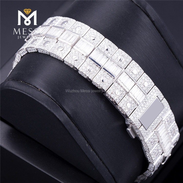 orologio moissanite economico in oro bianco