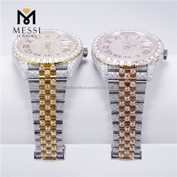 Orologio da uomo di lusso con diamanti Moissanite Hip Hop Iced Out VVS Moissanite