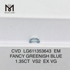 Diamanti coltivati ​​in laboratorio certificati igi EM VS2 FANCY GREENISH BLUE da 1,35CT丨Messigems LG611353643 