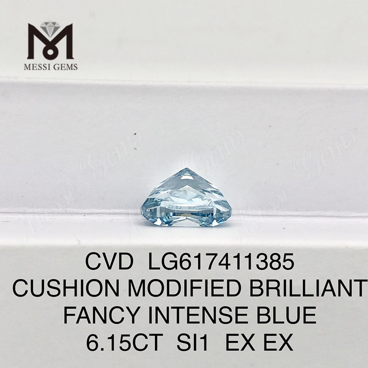 CUSCINO DA 6,15CT SI1 FANCY INTENSE BLUE, pietre preziose coltivate in laboratorio, sciolte, certificazione IGI Perfezione丨Messigems CVD LG617411385