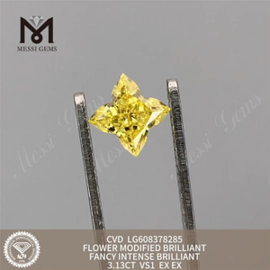 3.13ct vs1 fiore giallo sciolto diamante coltivato CVD LG608378285 