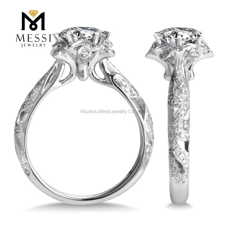 Anello con diamante moissanite da 1 ct, regalo di gioielli in oro bianco 14k 18k per le donne