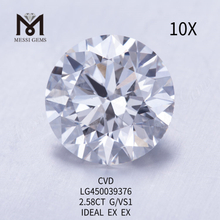 Diamanti da laboratorio CVD rotondi con taglio IDEL da 2,58 carati G VS1
