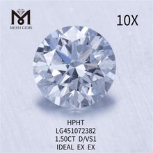 1,50 carati D Diamante rotondo coltivato in laboratorio HPHT