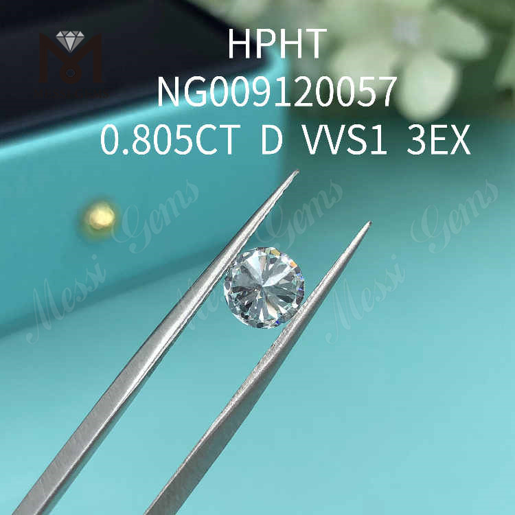 0.805CT VVS1 diamante rotondo sciolto realizzato in laboratorio 3EX D