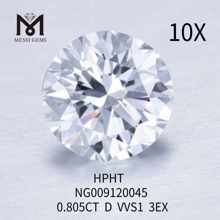 Diamante sciolto rotondo D VVS2 3EX da 0,805 ct coltivato in laboratorio 