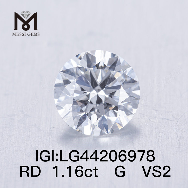 1,16 carati G VS2 Diamanti rotondi IDEAL 2EX coltivati ​​in laboratorio 1 carato