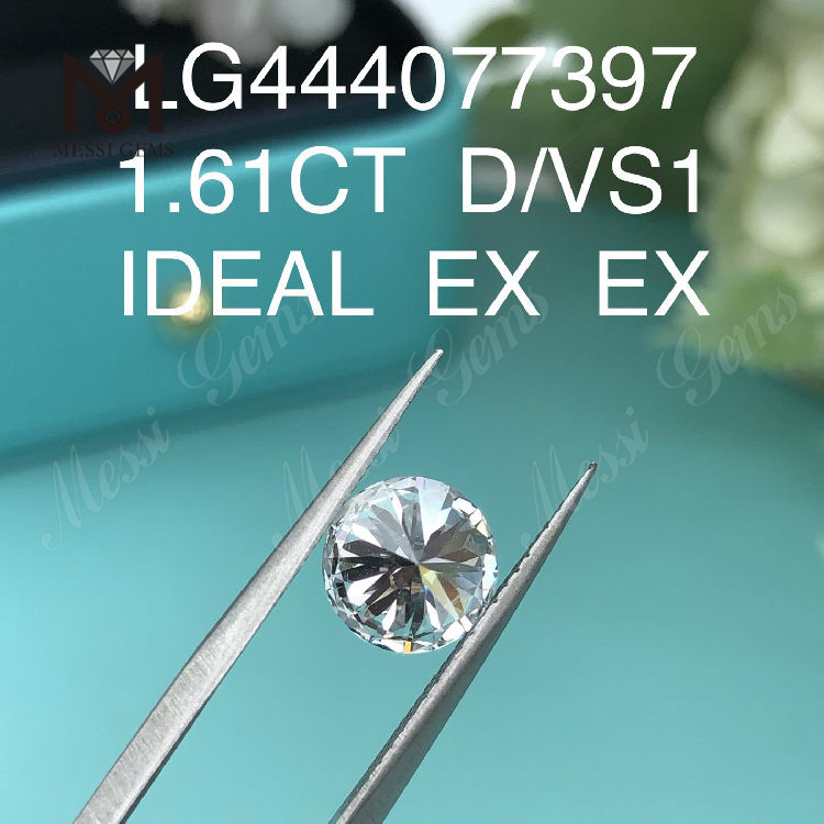 1,61 carati D VS1 IDEAL Diamanti tondi da laboratorio