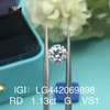 1,13 carati G VS1 IDEAL Diamante rotondo coltivato in laboratorio CVD