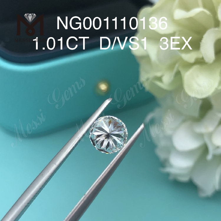Diamanti tondi da laboratorio D 1.01 carati VS1 EX Cut 