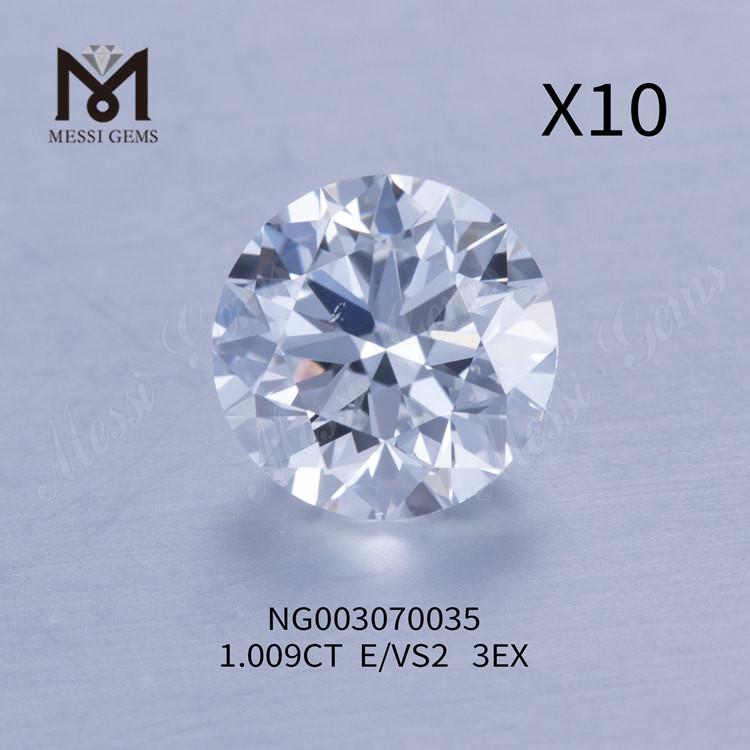 Diamanti coltivati ​​in laboratorio sfusi all'ingrosso 1,009 ct rotondi E VS2 EX CUT