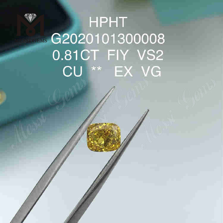 Diamanti coltivati ​​in laboratorio FiY da 0,81 ct colore Taglio cuscino VS2