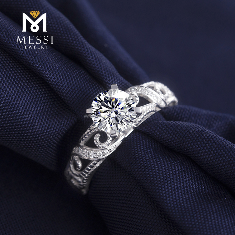 Anello di fidanzamento in oro bianco 14k 18k 1Carat VVS DEF fede nuziale con anello in moissanite Personalizzato