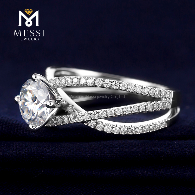 anello di fidanzamento in oro massiccio 14 carati con diamanti coltivati ​​in laboratorio per le donne più recenti design