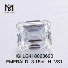 3.15CT H/VS1 diamante da laboratorio TAGLIO SMERALDO EX VG