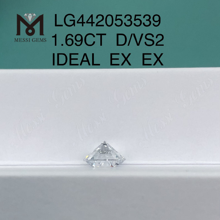 1,69 carati D VS2 Round IDEAL EX EX diamanti artificiali sciolti