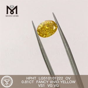 Prezzo di fabbrica di diamanti sintetici HPHT a forma di OV con diamante da laboratorio giallo vivido da 0,81 ct