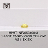 1.10ct VS1 EX EX Fancy Vivid Yellow Radiant Cut diamante radiante coltivato in laboratorio