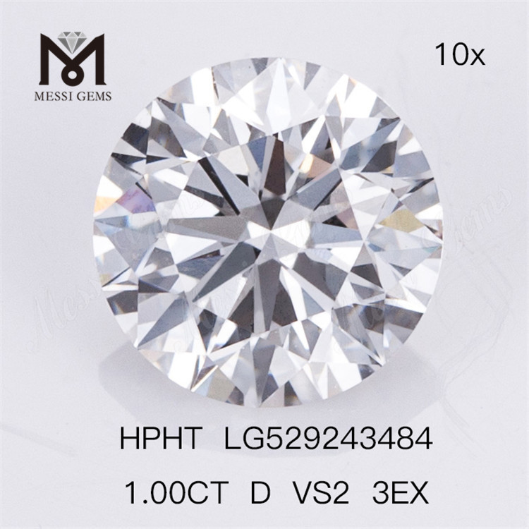 1.0ct D VS2 ID 3EX Diamante a taglio rotondo coltivato in laboratorio Prezzo di fabbrica HPHT 