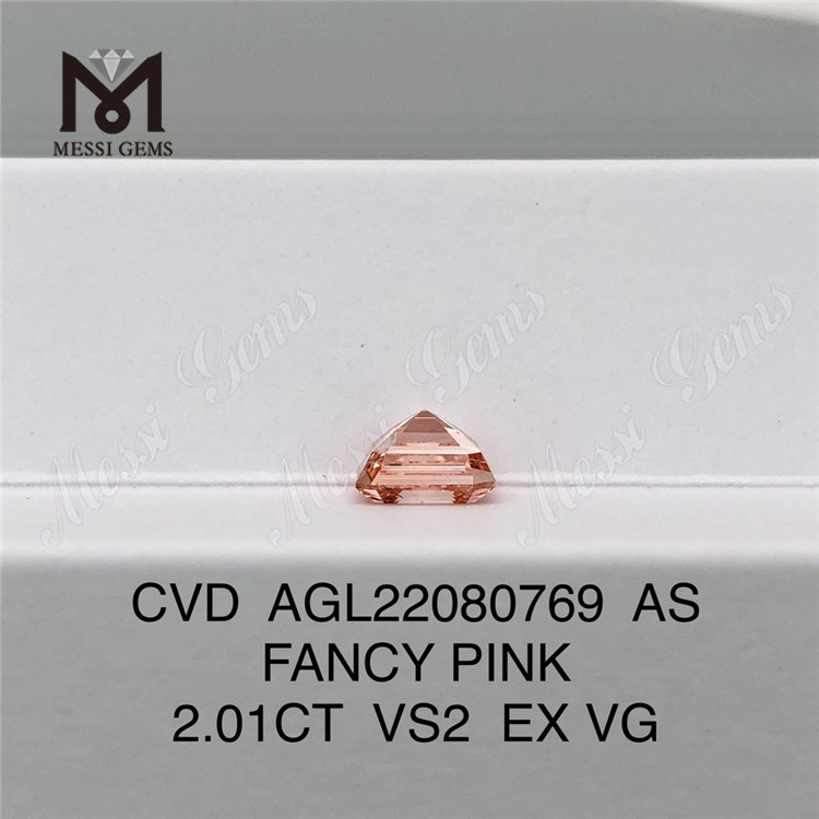 2.01CT Asscher cut FANCY PINK VS2 EX VG Diamante da laboratorio CVD AGL22080769