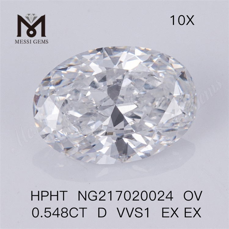 HPHT OVAL 0.548ct D VVS1 EX EX Diamante sintetico