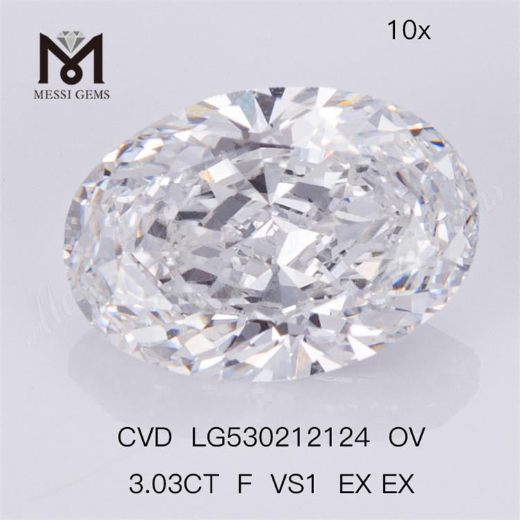 3.03ct F VS1 OVAL CVD Certificato IGI diamante creato in laboratorio 