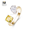 Anello in oro 18 carati anello alla moda anello con diamanti da laboratorio giallo e bianco da donna