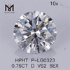 0.75CT HPHT diamante artificiale D VS2 5EX Lab Diamonds 