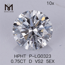 0.75CT HPHT diamante artificiale D VS2 5EX Lab Diamonds 