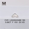 5.06CT F VS1 EX VG CVD SQ diamanti coltivati ​​in laboratorio 5 carati Alta qualità 